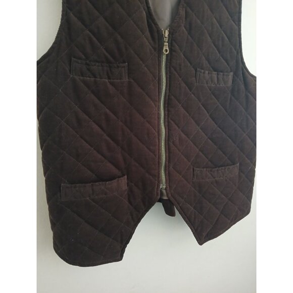 Turnburry Mens M Quilted Corduroy Vest Brown Full Zip Gilet Pockets Grandpacore - Picture 2 of 5